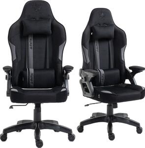Kraken Chairs Jupiter Sedia ergonomica per ufficio, sedia da ufficio, sedia girevole, in tessuto, sedia da gioco, fino a 130 kg, nera e grigia