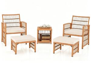 Set di mobili da giardino KOMFOTTEU, composto da 5 pezzi: 2 poltrone, 2 poggiapiedi e un tavolino da caffè. Ideale per balconi, terrazze e giardini