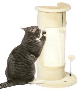 PawHut Albero Tiragraffi per Gatti fino 5kg con 2 Palline in Sisal e Peluche, 34x25.5x58cm, Beige|Aosom