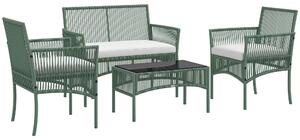 Outsunny Set da Giardino in Rattan da 4 Pezzi con 2 Poltrone da Esterni, Divano e Tavolino da Giardino