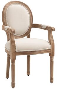 HOMCOM Sedia da Salotto Stile Classico Imbottita con Rivestimento in Tessuto, 56x54x96cm, Bianco Crema|Aosom