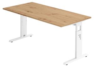 Scrivania bümö Serie-O - Dimensioni: 160 x 80 cm, Decorazione: rovere nodoso, Struttura: bianco
