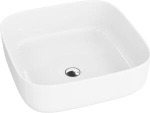 LAVITA Lavabo da appoggio Galera Mini | Lavabo quadrato | Lavabo senza troppofilo e senza foro per rubinetto | Realizzato in porcellana di alta qualità | Mobile lavabo | 39x39x14 cm | Bianco
