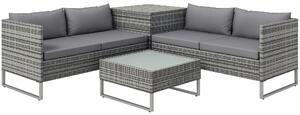 Outsunny Set da Giardino 4 Pezzi con 2 Divani 2 Posti, Tavolino da Caffè e Tavolino Alto, in Acciaio e Rattan|Aosom