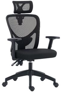 Vinsetto Sedia da Ufficio Ergonomica con Altezza Regolabile, Supporto Lombare e Poggiatesta, 66x61x106-116cm Nero|Aosom
