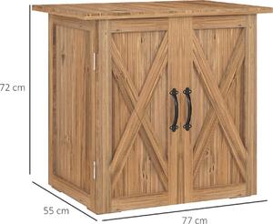 Casetta da giardino Outsunny, armadietto porta attrezzi in legno, doppia porta, chiusure magnetiche, marrone