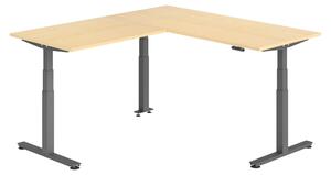 Scrivania angolare bümö regolabile elettricamente in altezza, forma a L - Finitura: acero, struttura: grafite, dimensioni: scrivania angolare 180 x 200 cm