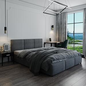 Letto imbottito 140×200 con contenitore per biancheria da letto grigio 028-45 Nela
