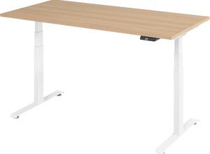 Scrivania elettrica Lite di bümö - Dimensioni: 160 x 80 cm, struttura: bianca, decorazione: rovere