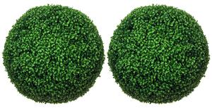 HOMCOM Set di 2 Piante Finte Sfera di Bosso Ø50cm, Decorazione per Interno ed Esterno, Verde|Aosom