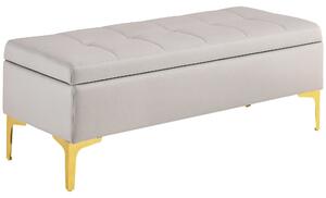 HOMCOM Panca Fondo Letto in Tessuto Vellutato con Vano Contenitore, Gambe in Metallo Dorato e Piedini Antiscivolo, 120x44x44.5cm, Grigio Chiaro|Aosom