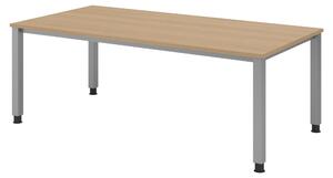 Scrivania bümö Serie Q - Struttura: argento, Dimensioni: 200 x 100 cm, Finitura: rovere