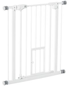 PawHut Cancellino per Cani con Porta Piccola, Montaggio a Pressione e Chiusura Automatica, 74-80x76.2cm, Bianco