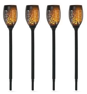 Outsunny Set 4 Faretti da Esterno LED a Energia Solare con 4 Picchetti, in Plastica, Ø12x72 cm, Nero