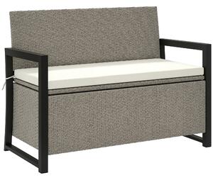 Outsunny Panchina da Giardino 2 Posti con Cassapanca da 151.5L in Rattan con Schienale, Braccioli e Cuscino, Crema