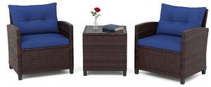 Set di mobili da giardino in rattan KOMFOTTEU, set di mobili da lounge per esterni con 2 poltrone, 1 tavolino, cuscini per seduta e schienale, mobili per balconi piccoli, mobili da lounge per giardino, mobili per terrazza per 2 persone
