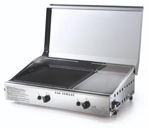 Ompagrill Piastra Di Cottura A Gas Plancha Double 4070/Cover/M Con Doppia Griglia In Ghisa E Acciaio Inox