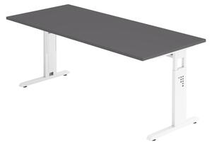 Bümö Scrivania Serie-O - Decorazione: grafite, dimensioni: 180 x 80 cm, struttura: bianco