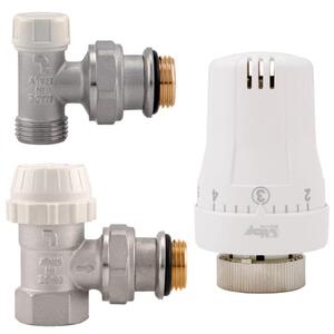 Schläfer 37021712 | Kit Termostatico ad angolo 1/2 completo con valvola termostatizzabile, testa di comando impostazione 0-28 C e detentore per termosiofone, Termoarredi, Scaldasalviette