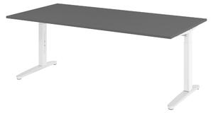 Scrivania bümö Serie XB - Decorazione: grafite, dimensioni: 200 x 100 cm, struttura: bianco/alluminio lucido