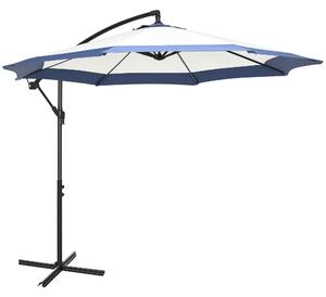 Outsunny Ombrellone da Giardino a Braccio 3x2 m con Manovella, Metallo e Poliestere, Blu Scuro e Crema