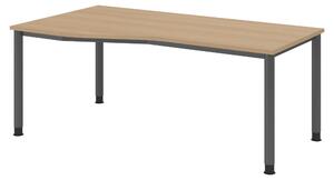 Scrivania bümö Serie H - Struttura: grafite, Dimensioni: 180 x 100 cm, Finitura: rovere