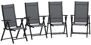 Outsunny Set 4 Sedie da Giardino Pieghevoli e Traspiranti con Braccioli, in Acciaio e Poliestere, 56x69x106 cm, Grigio