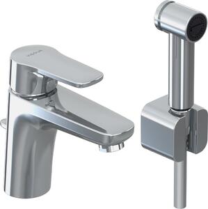 VIGOUR derby Miscelatore monocomando per lavabo con doccetta laterale e scarico a scomparsa cromato