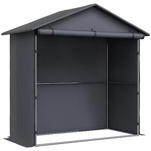 Outsunny Capanno da Giardino 1.1x2 m con Porta Avvolgibile, Tenda Garage per Bici e Moto, Grigio Scuro