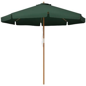Outsunny Ombrellone da Giardino con Doppio Tettuccio, in Bambù e Poliestere, Ø325x250 cm, Verde