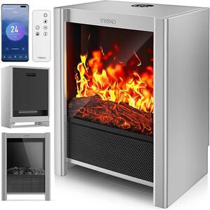 Camino elettrico con riscaldamento e telecomando, 2000W, con app WiFi | Camino elettrico con effetto fiamma LED e display LCD | Camino elettrico con termostato, timer | Stufa elettrica a camino, modello da pavimento