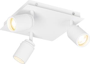QAZQA - Bagno moderno I BagnoSpot I Faretto I Faretto a soffitto I Faretto a soffitto I Faretto I Lampada I Apparecchio bianco quadrato a 3 luci Faretto IP44 - Ducha - Acciaio quadrato - LED g