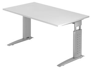 Scrivania bümö Serie U - Finitura: bianco, struttura: grigio argento, dimensioni: 140 x 80 cm