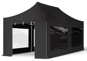 TOOLPORT 3x6m gazebo pieghevole PES con laterali (panoramiche), PROFESSIONAL alluminio, nero