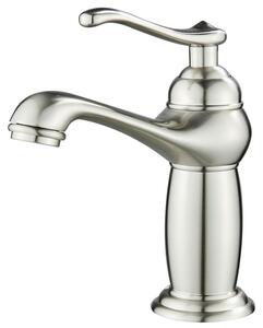 Miscelatore per lavabo in stile retrò, ottone spazzolato, monoblocco