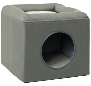 PawHut Casetta per Gatti a 2 Livelli con Cuscino in Peluche, in Legno, Poliestere e Plastica, 36.5x36.5x33 cm, Verde | Aosom Italy