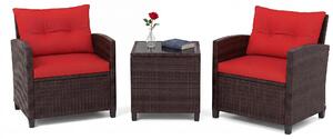 Set di mobili da giardino in rattan KOMFOTTEU, set di mobili da lounge per esterni con 2 poltrone, 1 tavolino, cuscini per seduta e schienale, mobili per balconi piccoli, mobili da lounge per giardino, mobili per terrazza per 2 persone