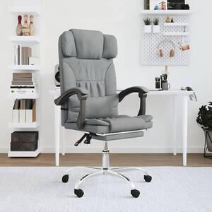 Sedia da ufficio con funzione massaggio, colore grigio chiaro, rivestita in tessuto, regolabile in altezza, girevole, con braccioli, schienale e supporto lombare, ideale per l'ufficio domestico e lo studio