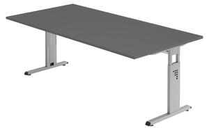 Bümö Scrivania Serie-O - Struttura: argento, decorazione: grafite, dimensioni: 200 x 100 cm