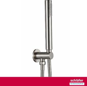 Schläfer 1315600 - Kit Doccia Completo Universale Style finitura acciaio inox spazzolato, Doccetta Anticalcare in ABS, Flessibile 150 cm Antitorsione, Supporto Doccetta con Presa Acqua 1/2" in Ottone