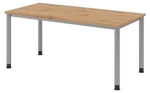 Scrivania bümö Serie H - Struttura: argento, Dimensioni: 160 x 80 cm, Finitura: rovere nodato