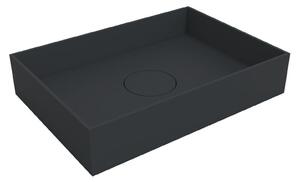 Lavabo da appoggio TWA112 - fusione minerale, opaco - colore e larghezza selezionabili, colore:nero opaco, larghezza lavabo:80 cm