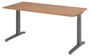 Scrivania bümö serie XB - Dimensioni: 160 x 80 cm, struttura: grafite, decorazione: noce