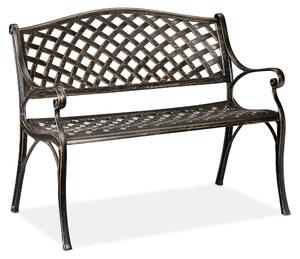 Panchina da giardino Relaxdays, Giardino e balcone, 2 posti. Design vintage, panchina in alluminio, LxPxA: 82x102x60 cm, nero-bronzo