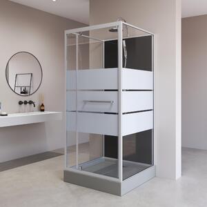 Doccia completa MARWELL Doccia completa Dusy 80 x 80 x 225 cm - set completo incl. piatto doccia e rubinetto - doccia rotonda con ingresso frontale