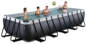 EXIT Black Leather Piscina fuori terra 540x250x100 cm, piscina fuori terra, con impianto di filtraggio a sabbia, rettangolare, nera