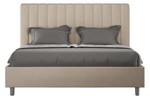 Letto Matrimoniale 160x190 cm con Rete e Contenitore con Testata e Alzata Comoda Imbottito in Similpelle Agueda Tortora