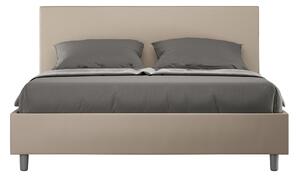Letto Matrimoniale 160x200 cm con Rete e Contenitore Giroletto con Alzata Comoda Imbottito in Similpelle Adele Tortora