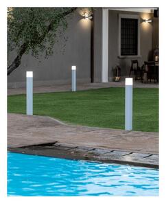 KUBE LED 7W INTEGRATO PALO IN ALLUMINIO H80 CM IP54 IN DUE COLORI BIANCO E ALLUMINIO