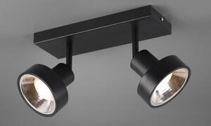 LEON FARETTO DA SOFFITTO CON 2 SPOT LED GU10 ORIENTABILE IN METALLO NERO